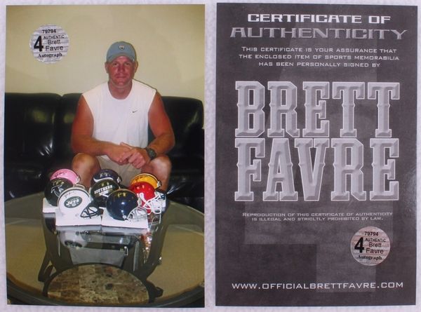 BRETT FAVRE Signed “4” NEW YORK TITANS Mini Helmet BFA COA HOF GOAT Packers  MVP