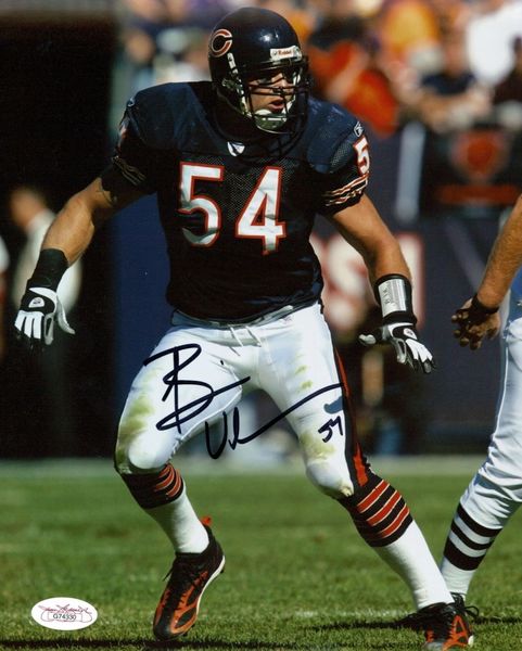 Brian Urlacher Chicago Bears Autographed 8 x 10 Photo, inscribed '54', JSA  COA