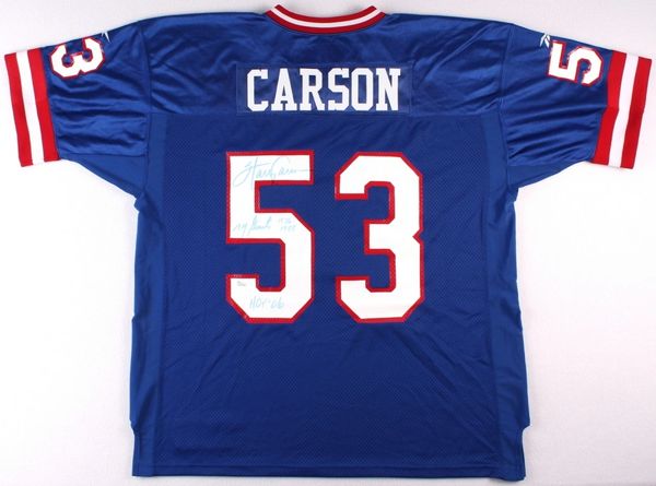 Harry Carson Autographed New York Giants Jersey, inscribed NY