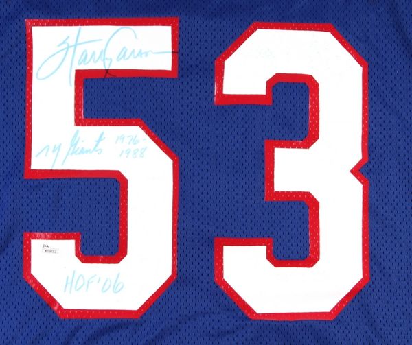 Harry Carson Autographed New York Giants Jersey, inscribed NY Giants  1976-1988 and HOF '06, JSA Hologram