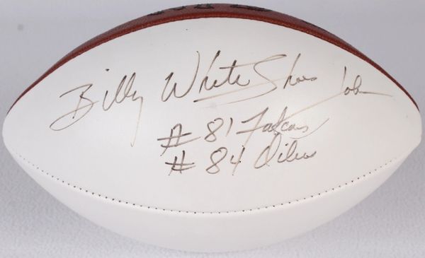 Billy White Shoes Johnson (Atlanta Falcons, Houston Oilers) Autographed  Football, inscribed White Shoes, #81 Falcons and #84 Oilers, JSA COA