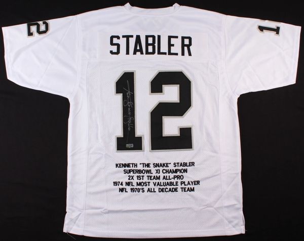 Ken Stabler Autographed & Framed White Raiders Jersey Auto Radtke Cert