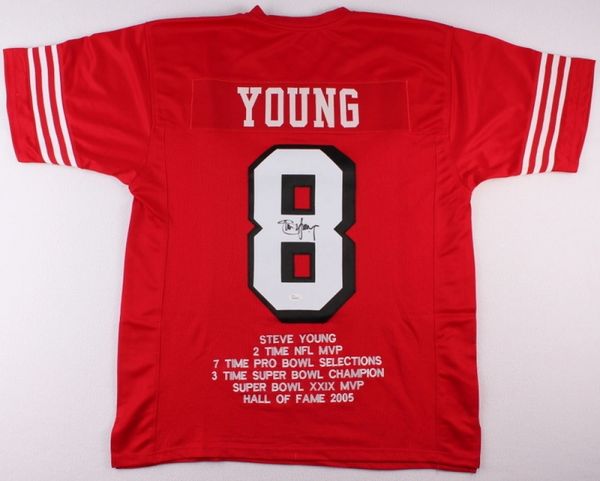 Steve Young Autographed San Francisco 49ers Stat Jersey, JSA COA ...