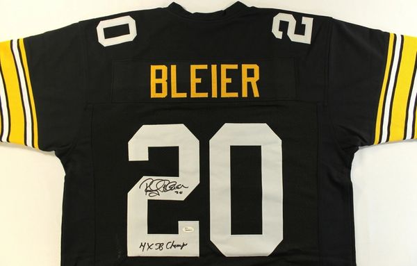 Rocky Bleier Autographed Pittsburgh Steelers Jersey Inscribed 4x SB Champs