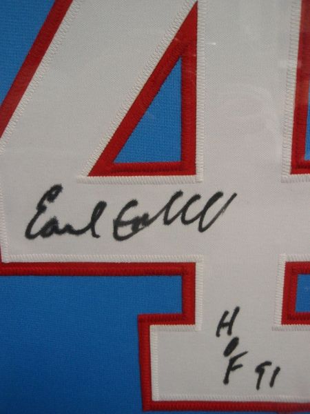 Earl Campbell HOF 91 Autographed Houston Oilers Custom Stat Football Jersey  JSA