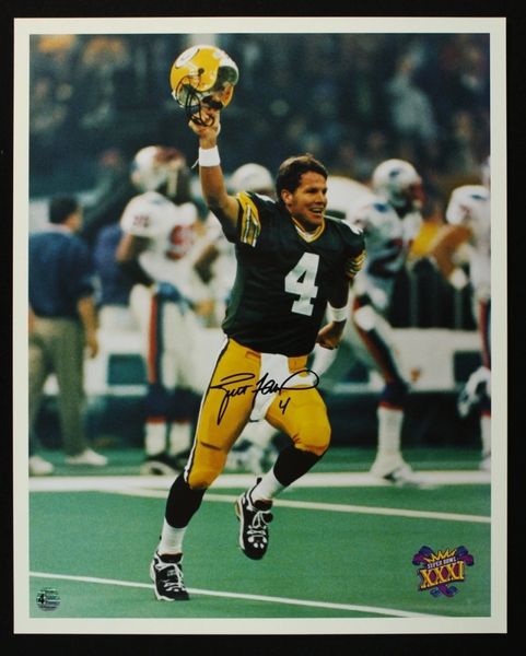 Brett Favre Celebration Green Bay Packers Autographed 16 x 20 Framed  Football Photo