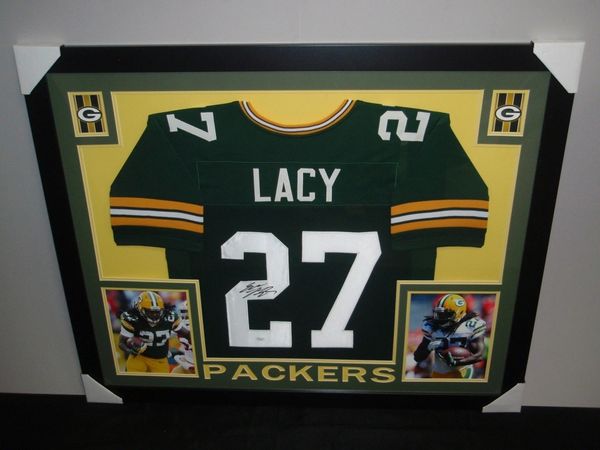 Eddie Lacy Autographed Green Bay Packers Custom Framed Jersey, JSA COA