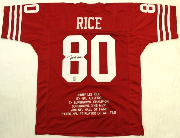 Lot Detail - 1994 Jerry Rice Signed and Inscribed Game Used 49ers Jersey  Super Bowl Champs MEARS A-10