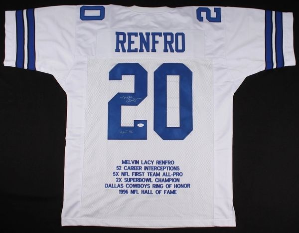 Mel Renfro Signed Dallas Cowboys Jersey Inscribed HOF 96 (JSA COA) –