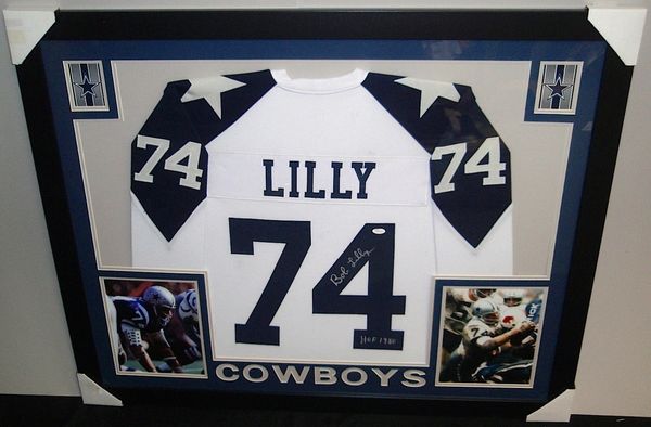 Bob Lilly Autographed Dallas Cowboys Custom Framed Jersey, inscribed HOF  1980, JSA COA