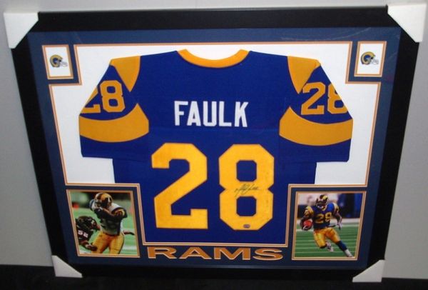 Framed St. Louis Rams Marshall Faulk Autographed Signed Jersey