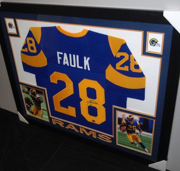 Marshall Faulk Autographed St. Louis Rams Custom Framed Jersey