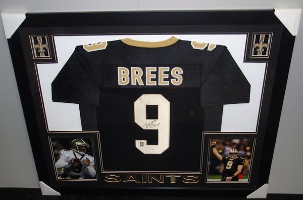 Drew Brees Autographed and Framed White Saints Jersey