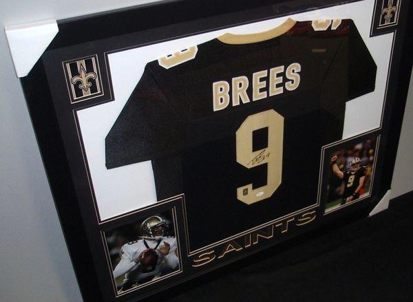 Drew Brees Autographed New Orleans Saints Custom Framed Jersey, JSA  COA/GTSM