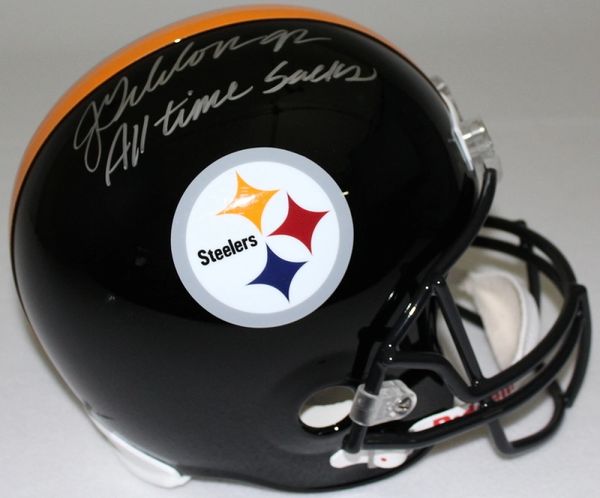 Jason Gildon Autographed Full-Size Pittsburgh Steelers Helmet, inscribed  All-Time Sacks, JSA COA