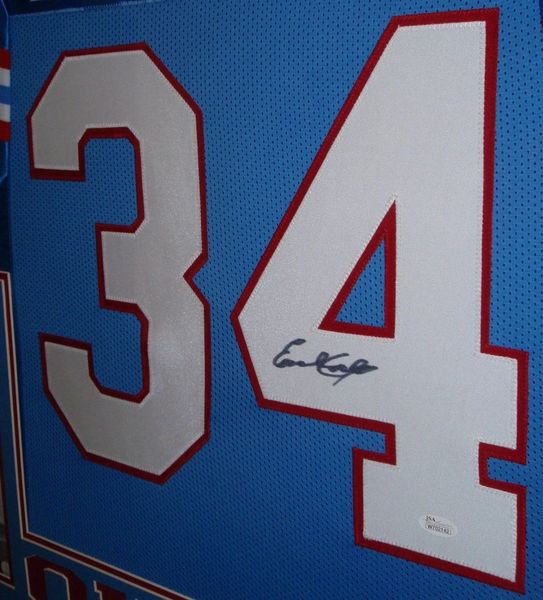 Earl Campbell Framed and Autographed White Oilers Jersey Auto JSA Certified