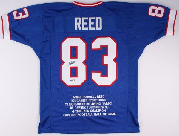 Andre Reed Autographed Buffal Bills Jersey, inscribed 'HOF '14