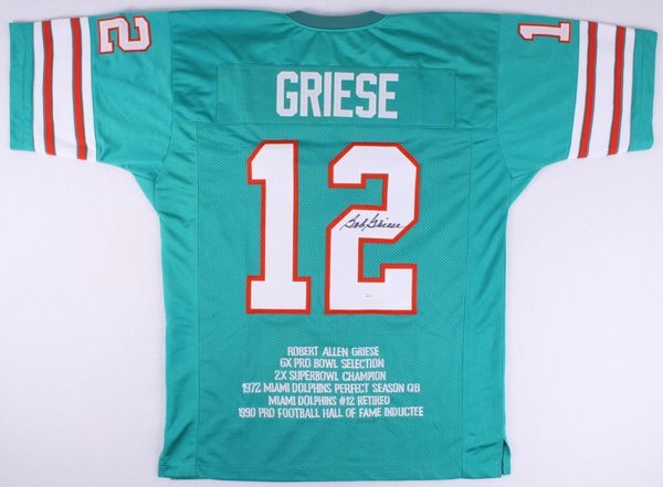 BOB GRIESE AUTOGRAPHED MIAMI DOLPHINS STAT JERSEY JSA