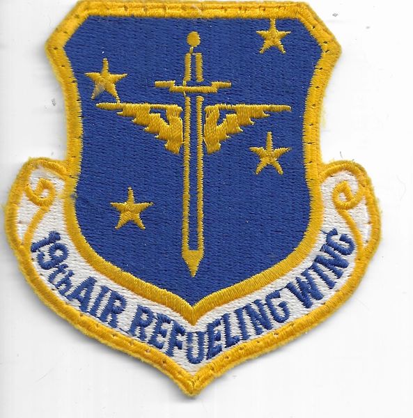USAF PATCH 19 AIR REFUELING WING ROBINS AIR FORCE BASED . PATCH HAS BEEN ISSUED AND HAS BEEN REMOVED FROM VELKRO