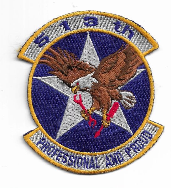 USAF PATCH 513 AIRCRAFT MAINTENANCE SQUADRON RAF MILDENHALL USAFE US AIR FORCE SQUADRON PATCH