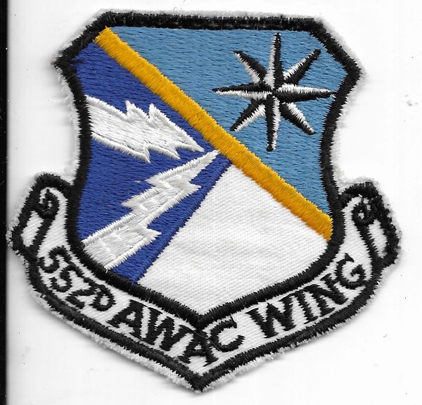 USAF PATCH OLDER 552 AWACS WING TINKER AIR FORCE BASE E-3 AWACS