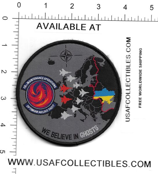USAF PATCH 48 MAINTENANCE OPERATIONS SQUADRON WE BELIEVE IN GHOST (WOVEN VERSION) RAF LAKENHEATH