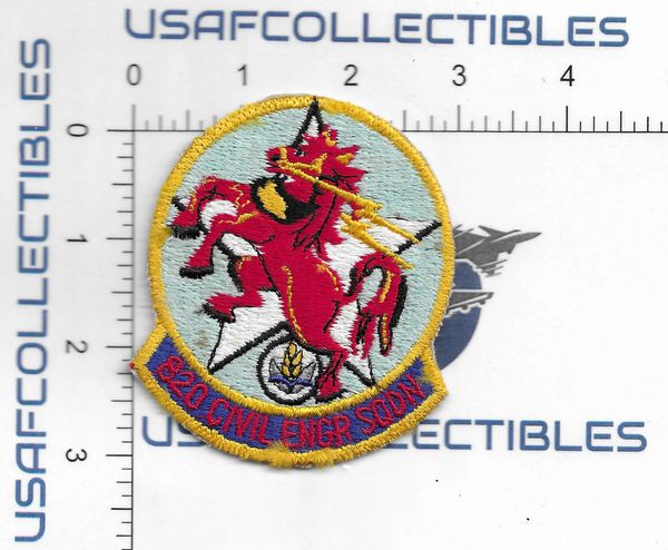 USAF PATCH 820 CIVIL ENGINEERING SQUADRON RED HORSE CIRCA 1970'S ERA PATCH