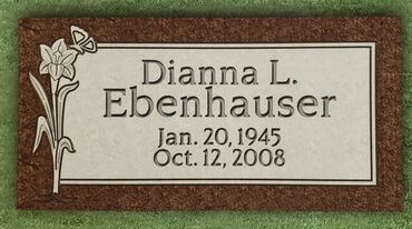 A gravestone for Dianna L. Ebenhauser with birth and death dates.