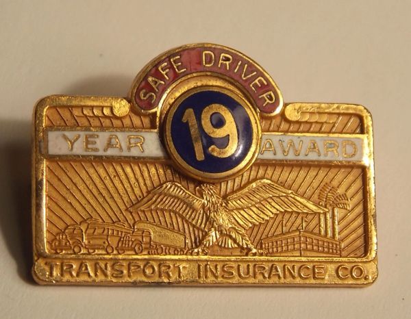 Transport Insurance Co. 19 Year Safe Driver Award Pin - Robbins Co.