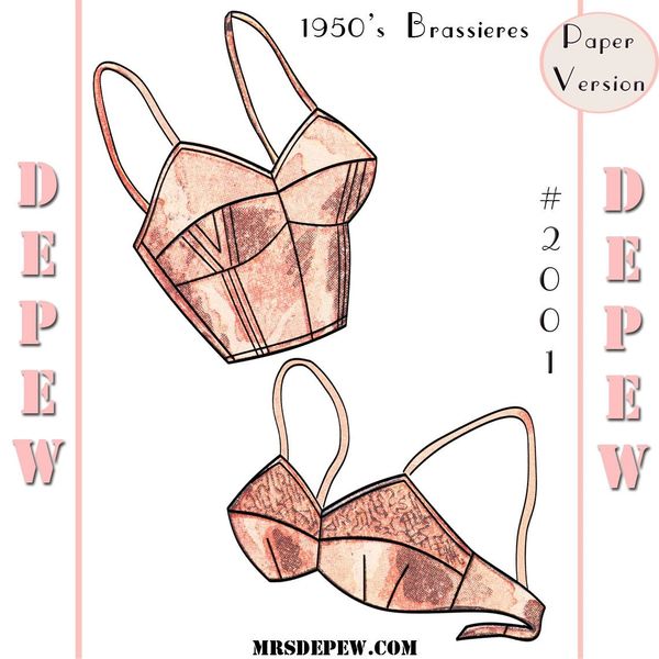 Vintage Sewing Pattern French Ladies 1950s Pin-up Bra Multisize