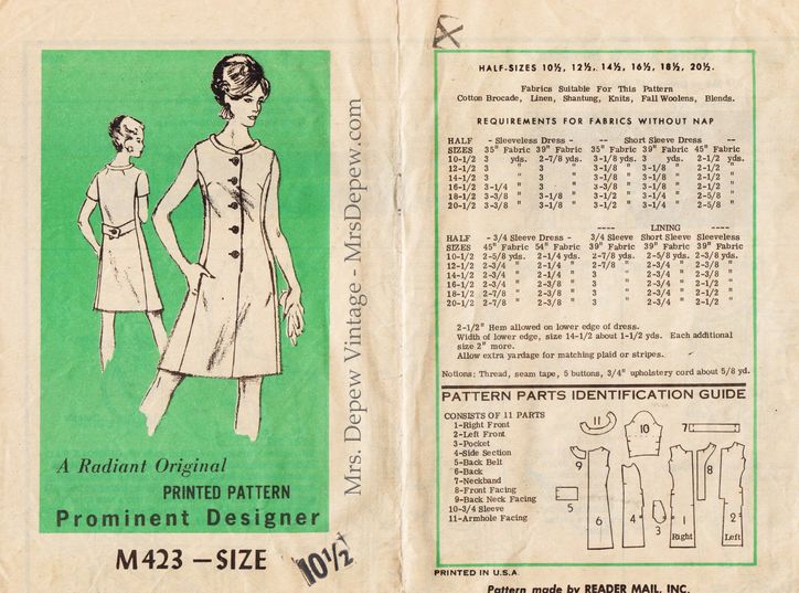 1970s Vintage Sewing Pattern Ladies Dress Prominent Designer M423 33 Bust
