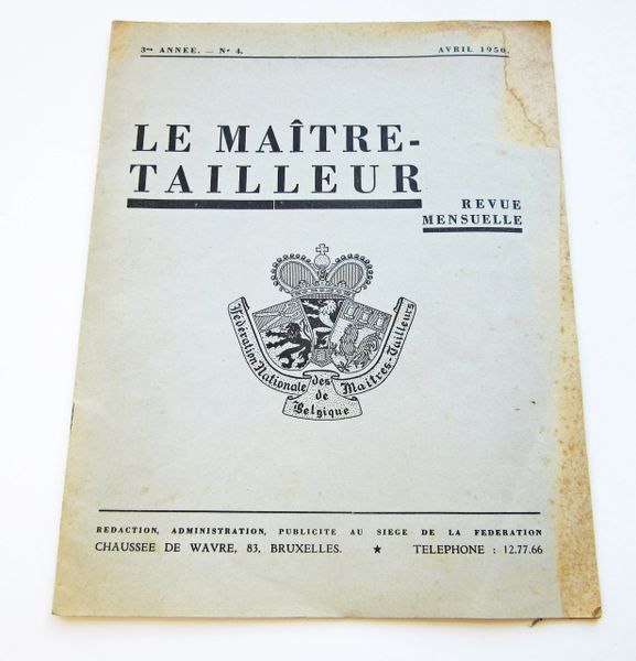 Le Maitre Tailleur French Tailor's Journal Avril 1950 Fashions Tailoring  Vintage Menswear Sewing Patterns