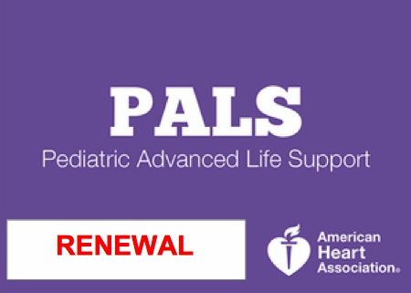 PALS RENEWAL (Pediatric Advanced Cardiovascular Life Support) Call or text (713) 408-2934 to schedule. (You must be vaccinated for Covid 19 To attend class. )