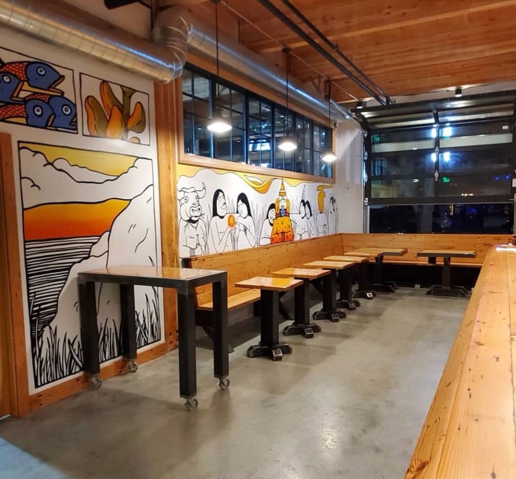 Custom Mixed Media Tables for Aslan Brewery - Freemont, Seattle