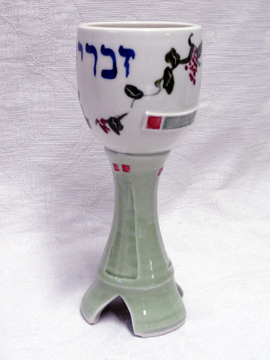 Custom kidduh cup. Names, dates or places is your choice. White, blue red, grape vine