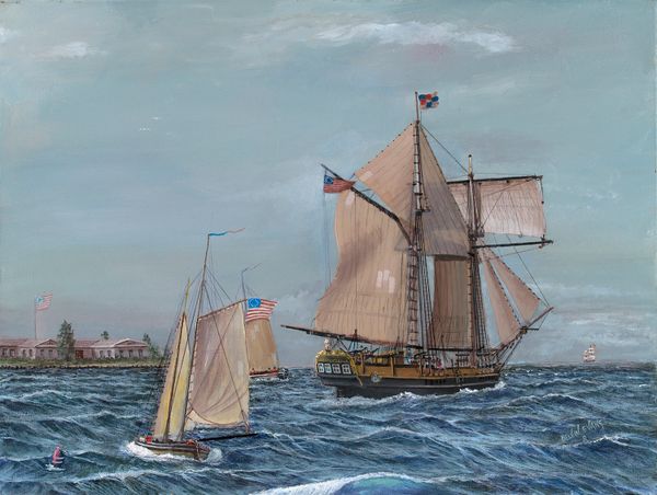AMERICAN SCHOONER LIBERTY, 16"x 20" gicle'e high resolution canvas print signed and dated by artist.