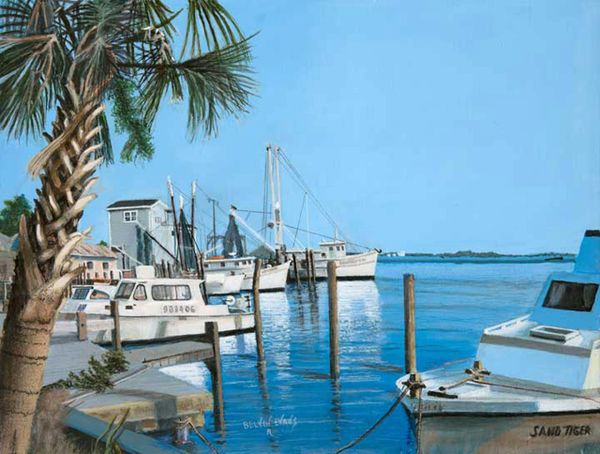SOUTH PORT NC 16"x 20" gicle'e high rez canvas print signed and dated by artist . the original was juried in to Coos Bay Museum 2017.