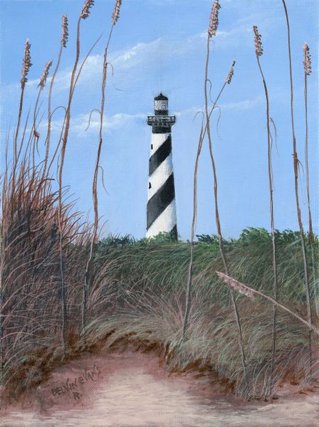 HATTERAS LIGHT HOUSE 12"x 16" high resolution canvas print signed and dated by artist