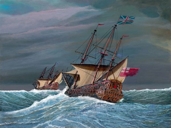 THRID RATE SHIP OF THE LINE, 23"x 30"high resolution canvas print signed and dated by artist.