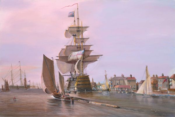 ENTERING PORTSMOUTH HARBOR 1835 , 24"x 36" gicle'e high rez canvas print on 1 " bars signed and dated by artist