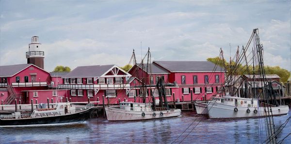 RB'S AND THE LIGHT HOUSE , 16"x 32" high resolution canvas print. signed and dated by artist