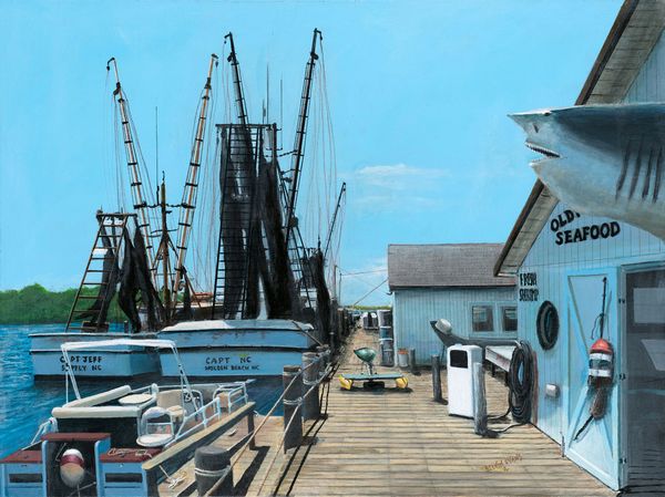 OLD FERRY'S SEAFOOD MARQUE mini print matted for 8x10 inch frame