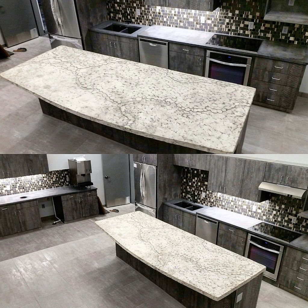 Kitchen concrete countertop curved edge Kansas 