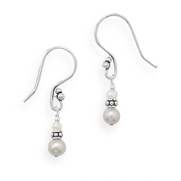 Handmade Elegant French Wire Earrings with Grey Pearls | www ...