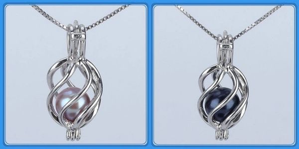 1pcs Natural Pearl Necklace Oyster Pearl Cage Pendant 925 Silver