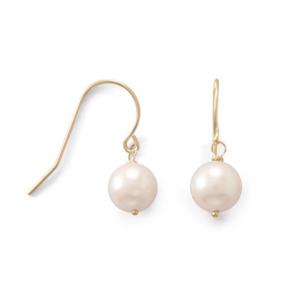 14 Karat Gold 7mm Cultured Akoya Pearl French Wire Earrings | www ...