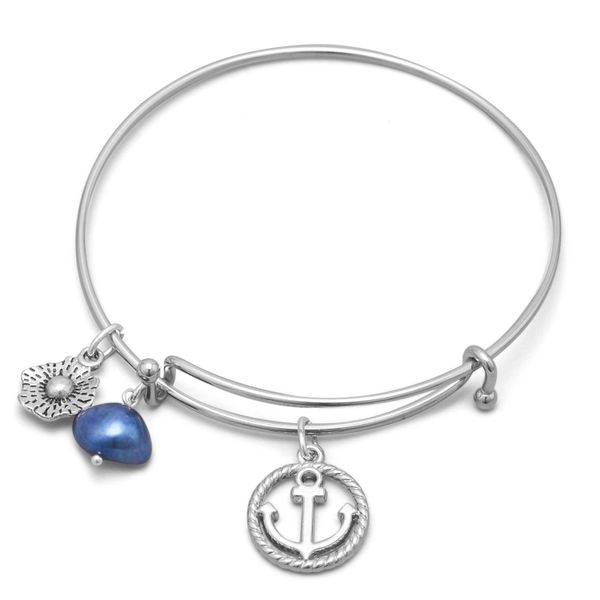 Expandable Anchor Charm Fashion Bangle Bracelet | www.prettyinpearls.com