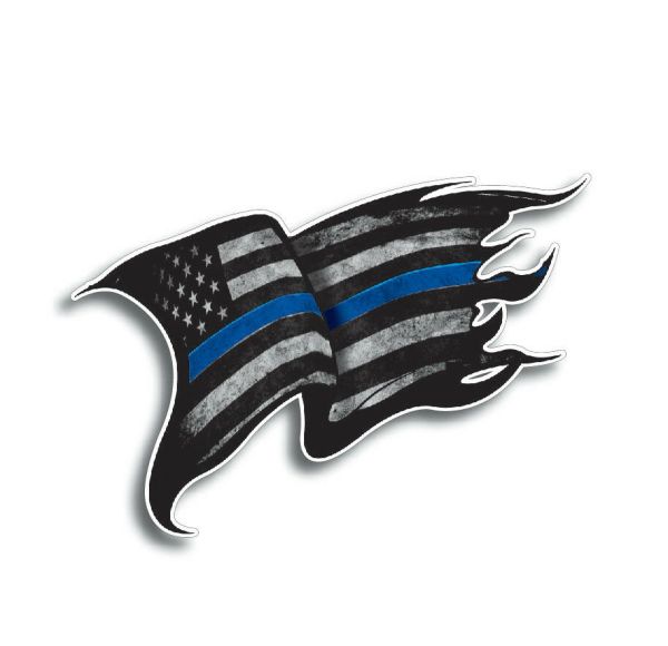 10x Thin Blue Line Police Officer Decal Stickers - American Flag Design, 2"x4"
