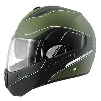 SHARK Evoline Series 3 Arona Mat Green Black Motorcycle Helmet