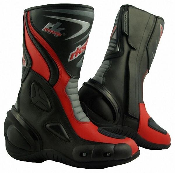 Black and cheap red motorcycle boots